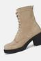 WOMEN BEIGE SUEDE GENUINE NATURAL LEATHER LACE-UP BOOTS & BOOTIES - 6