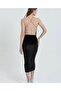 Black Lurex Chain Strap Back Low-Cut Cotton Velvet Fabric Long Dress - 6