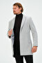 Light Gray Men's Slim Fit Regular Stamp Coat, Jacket, Coat - 3