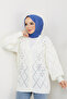 Women's Star Patterned Buttoned Knitwear Cardigan White - 4
