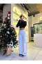 Women's SCUBA Loose Wide Leg Sweatpants with Elastic Waist Cargo Pocket - 5