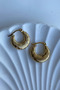 Women's Flat Model Striped Steel Hoop Earrings - 3