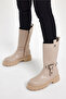 Women's Skin tone Tonny Black Comfortable Fit Buckle Boots - 2