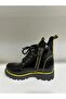 Children's Genuine Leather Boots Yellow Cut Black Patent Leather - 2