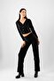 Button Detailed Basic Knitwear Black Cardigan Trousers Set - 3