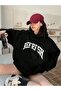 Women's Black Refrfsh Printed Hooded Hoodie Sweatshirt - 3
