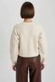 R1389Az/Bg371 Defacto Women's Cardigan Beige Melange - 6