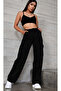 Black Cargo Pocket High Waist Wide Leg Jeans Jeans