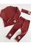 Baby Girl Child Ribbed Bandana Top and Bottom Set - 2