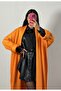 Orange Dirty Seam Detail Long Oversized Fluffy Knit Cardigan 26257 - 4