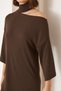 WOMEN'S BITTER BROWN COLOR CAMISLETTE TURTLEneck SHOULDER DETAILED KNITTED DRESS - 5
