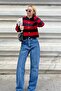 Red Navy Striped Crew Neck Crop Knitwear Cardigan - 3