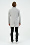 Light Gray Men's Slim Fit Regular Stamp Coat, Jacket, Coat - 6