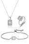 Women's Baguette Jewelled Necklace Ring Bracelet Set - 2