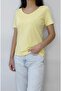Women's Yellow Basic V-Neck Short Sleeve T-shirt