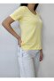 Women's Yellow Basic V-Neck Short Sleeve T-shirt - 3
