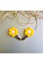 Set of 2 Yellow Color Quality Knitted Daisy Snap Buckle - 2