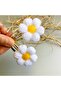 Set of 2 White Color Quality Knitted Daisy Snap Buckles