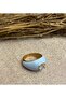 Women's Light Blue Jewelled Bombe Ring - 2