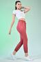 Women's Dried Rose High Waist Knitted Sweatpants with Elastic Waist and Ankle Pockets - 4