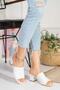 Women's White Heeled Knitwear Slippers