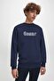 Gamer Lag Bug Loot Afk Printed Indigo Blue Navy Blue Men's Knitted Sweatshirt Long Sleeve