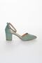 Women's Aqua Green Short Thick Heeled Summer Casual Shoes