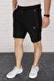 Men's Black Plus Size Shorts with Elastic Waist Pockets & Bermuda Textured Sports Fabric