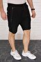 Men's Black Plus Size Shorts with Elastic Waist Pockets & Bermuda Textured Sports Fabric - 2