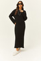 Women's Black Hair Braided Long Knitwear Dress ELB-19001997 - 2