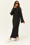 Women's Black Hair Braided Long Knitwear Dress ELB-19001997