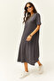 Women's Smoked Side Slit Oversize Cotton Dress ELB-19001880 - 4