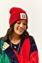 Women's Red Tiger Embroidered Knitwear Beret ŞPK-00000007 - 4