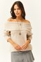 Women's Stone Madonna Collar Soft Textured Knitwear Sweater KZK-19000708 - 2