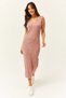 Women's Dusty Rose Top Crop Sweater Bottom Strap Dress Knitwear Suit TKM-19000176 - 2