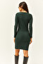 Women's Emerald Green Wide Collar Lycra Dress ELB-19001613 - 4