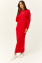 Women's Red Crew Neck Long Knitwear Dress ELB-19001998