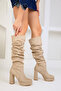 Nude Suede Women's Boots 18611 - 7