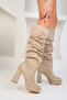 Nude Suede Women's Boots 18611 - 5