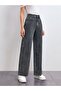 Vayne Smoked Snow Lycra Super High Waist Loose Leg Denim Jeans Palazzo