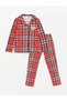 LCW Kids Shirt Collar Plaid Long Sleeve Girls Pajama Set
