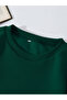 Women's Dark Green Oversize Crew Neck Basic Plain Sweatshirt - 5