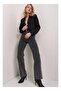 Jordee Smoked Lycra Wide Leg Jeans Loose Wide Leg Anthracite Jeans - 2