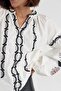 Women's White Balloon Sleeve Fully Embroidered Cotton Blouse - 5