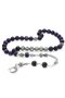 Non-Tarnish Metal Tasseled Globe Cut Purple Turtle Eye Natural Stone Rosary