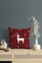 Menesa Home New Year's Themed Red Colored Deer Pattern Digital Printed 4-Piece Throw Pillow Cover - 3
