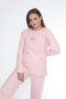 Simple Ribbed Interlock Long Sleeve Women's Pajama Set - 3