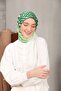 وشاح قطني ناعم منقوش بنقاط البولكا باللون الأخضر الفستقي - 2