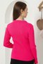 Women's Fuchsia Polo V-Neck Knitwear Sweater - 5
