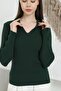 Women's Emerald Polo V-Neck Knitwear Sweater - 4